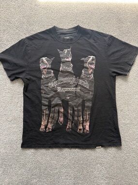 Represent Graphic Black Tee with Three Doberman Dogs